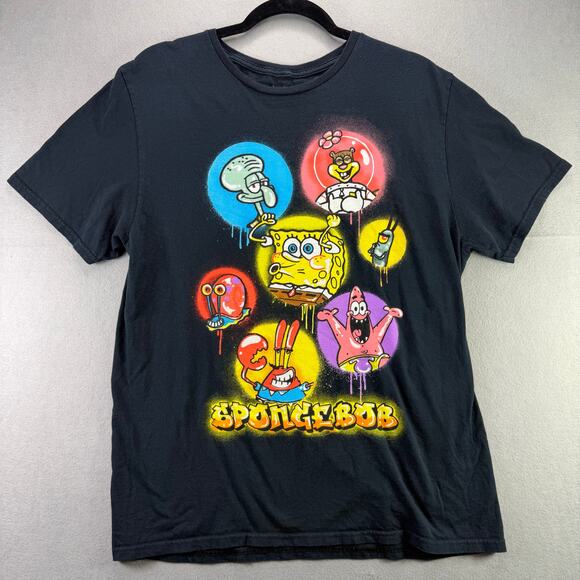 Nickelodeon SpongeBob SquarePants Graffiti Style Graphic T-Shirt Men’s Size L - Picture 1 of 8